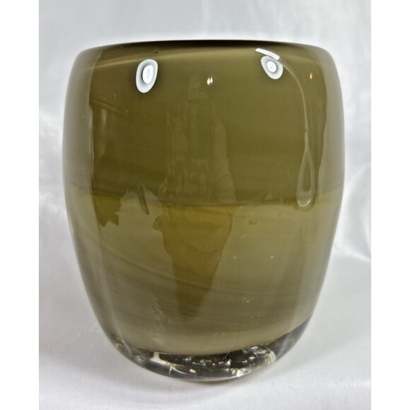 Glass.ful Votive Candle Holder Olive Green Handblown Cased Glass Canadian - Picture 2 of 9